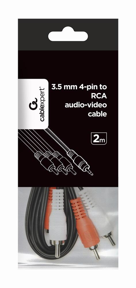CABLE AUDIO 3.5MM 4PIN TO 3RCA/AV 2M CCA-4P2R-2M GEMBIRD