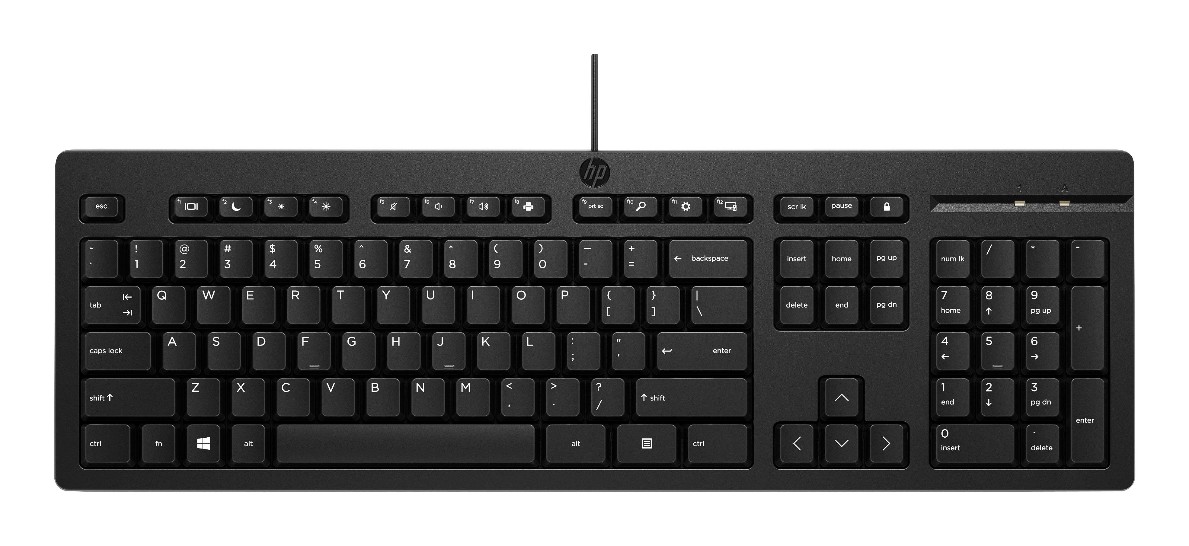 HP 125 G2 USB Wired Keyboard, Sanitizable, Copilot Key - Black - US/RUS