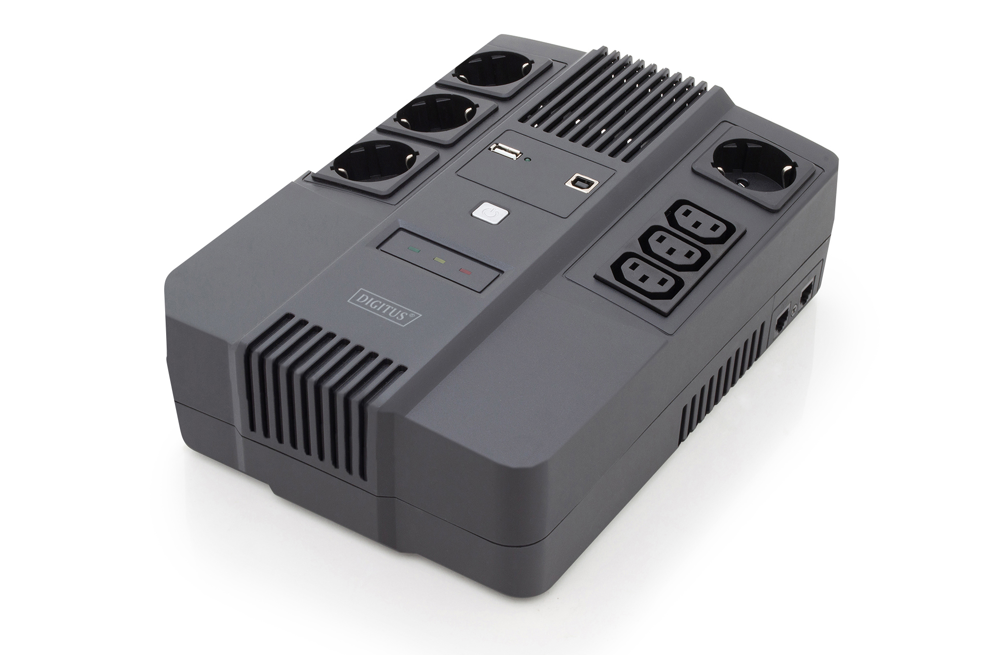 Digitus - All-in-One UPS - All-in-One UPS, 600VA/360W, LED 12V/7Ah x1, 4x CEE 7/7,3x IEC C13, USB, RJ45 - 600 VA - 360 W