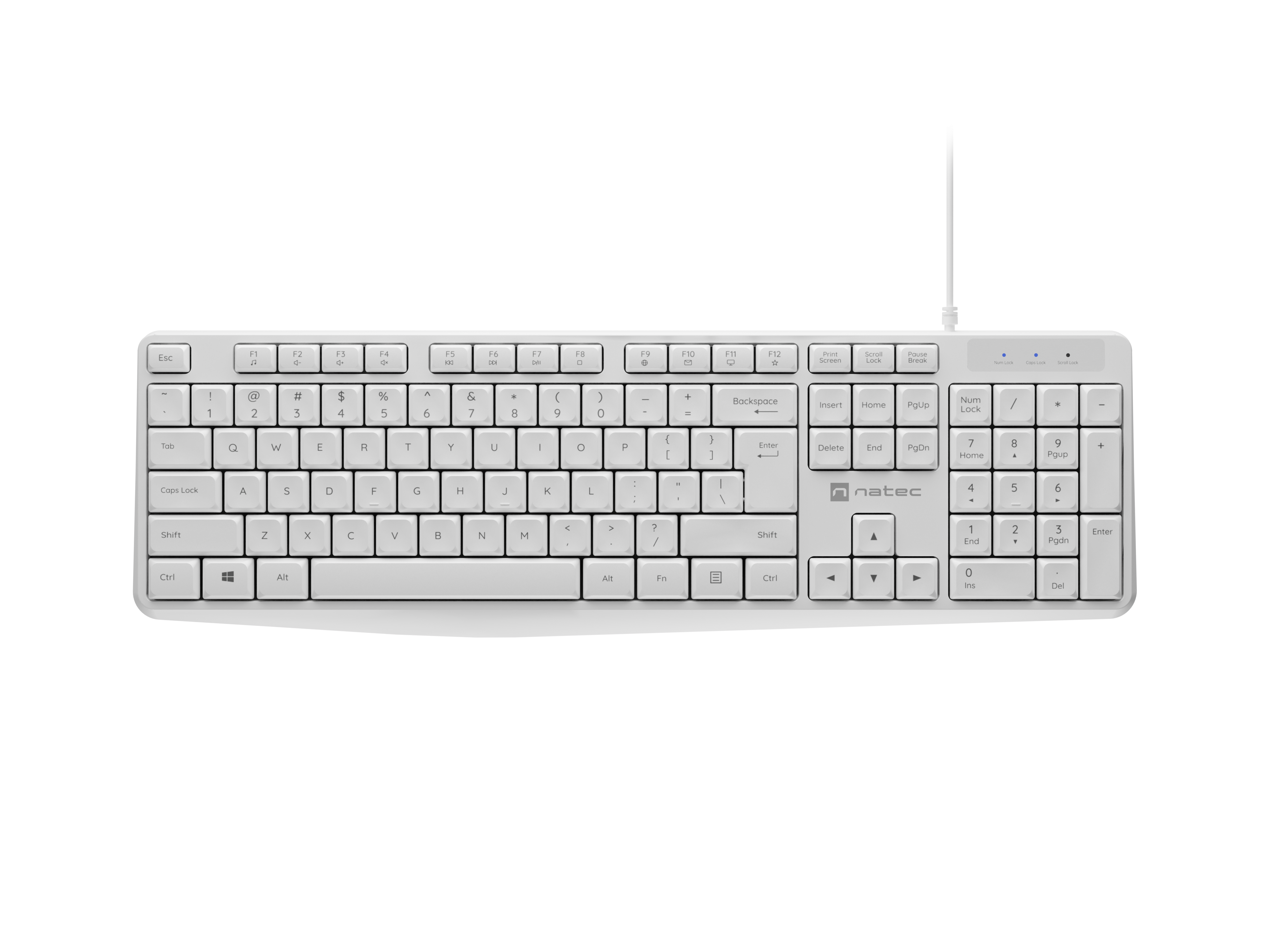 Natec - Keyboard - Nautilus NKL-1951 - Keyboard - Wired - US - White