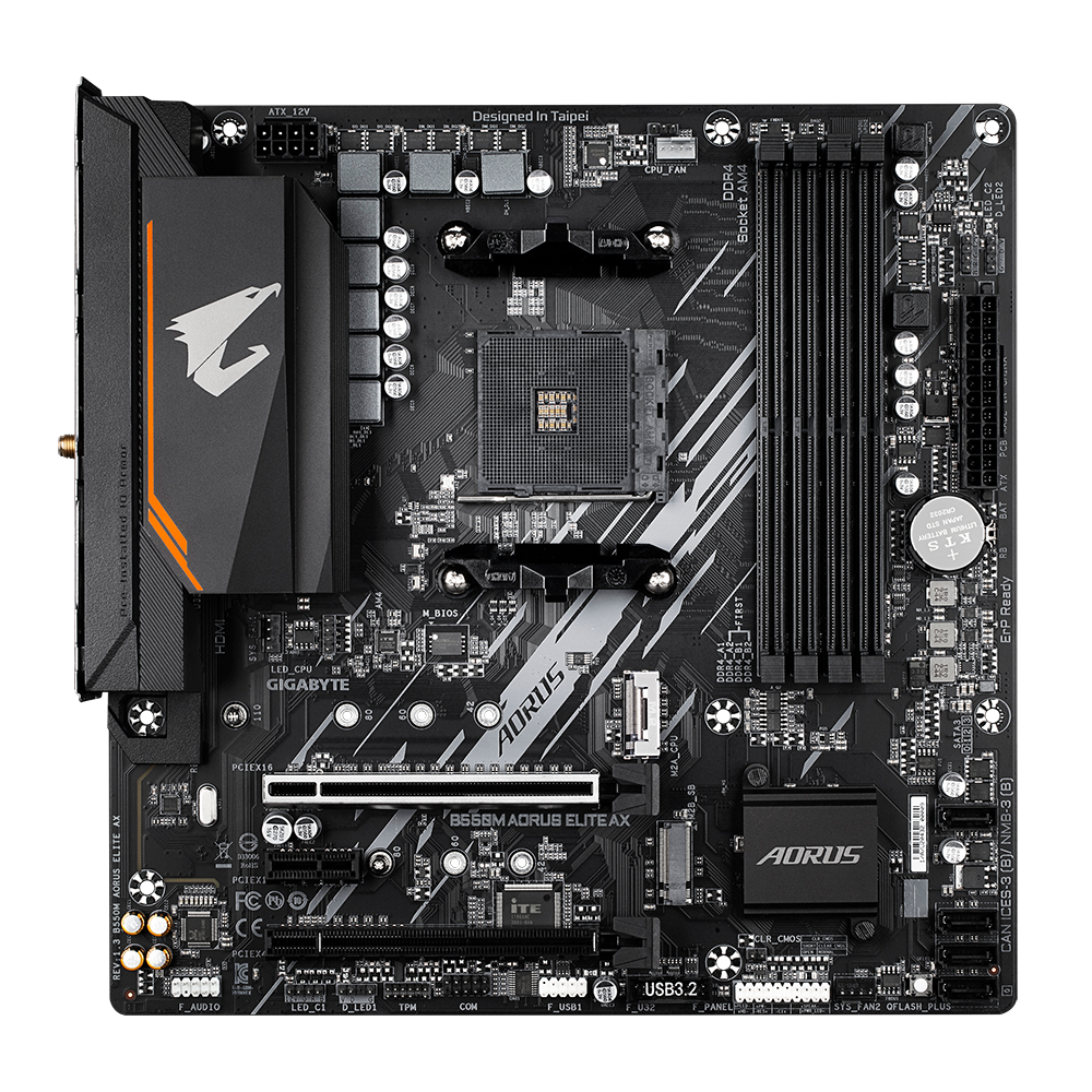 Gigabyte B550M AORUS ELITE AXG13 - Processor family AMD - Processor socket AM4 - DDR4 - Number of SATA connectors 4