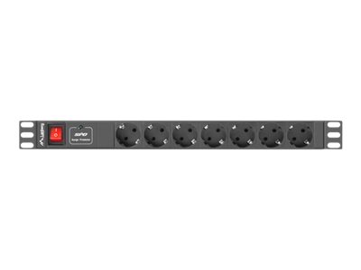 Lanberg Power Distribution unit (PDU) 19" 1U 16A 2m 7X Schuko oulets - PDU-07F-0200-BK