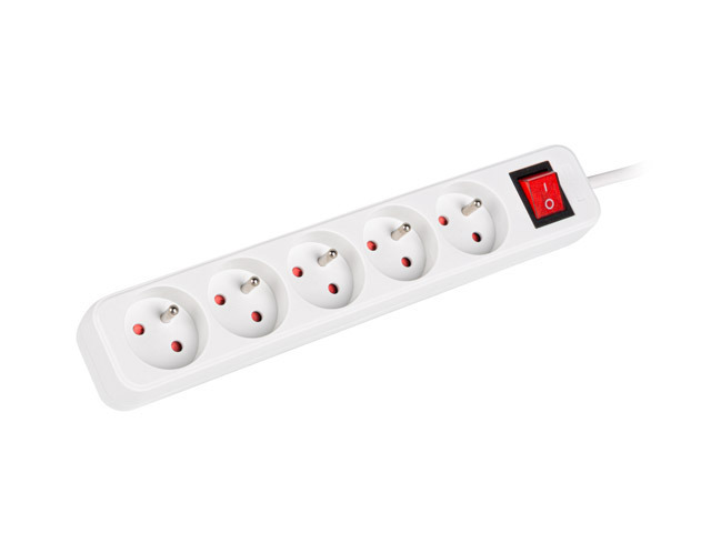 Lanberg Cable Power Strip, 5X French Outlets with Switch, Quality-Grade Copper, 1.5 m - PS1-05E-0150-W