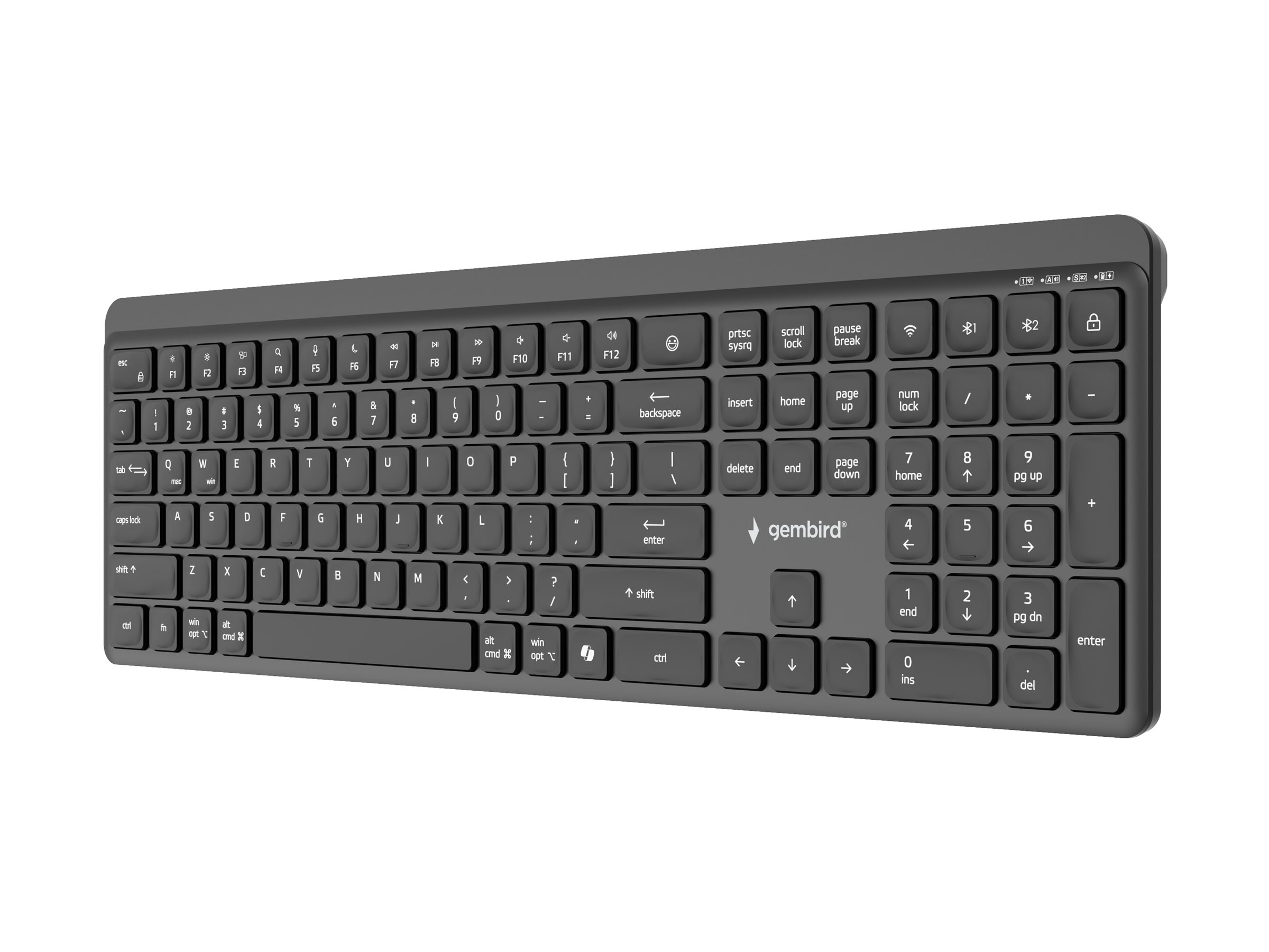 Gembird KB-WPS-03 - Keyboard - Wireless - US - Bluetooth - Black