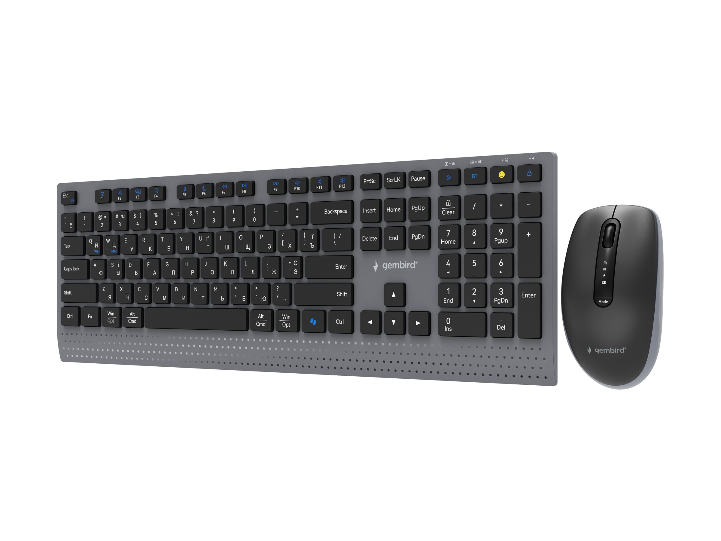 Gembird KBS-WPS-02-CYRL - Keyboard and Mouse Set - Wireless - Cyrillic - Bluetooth - Black