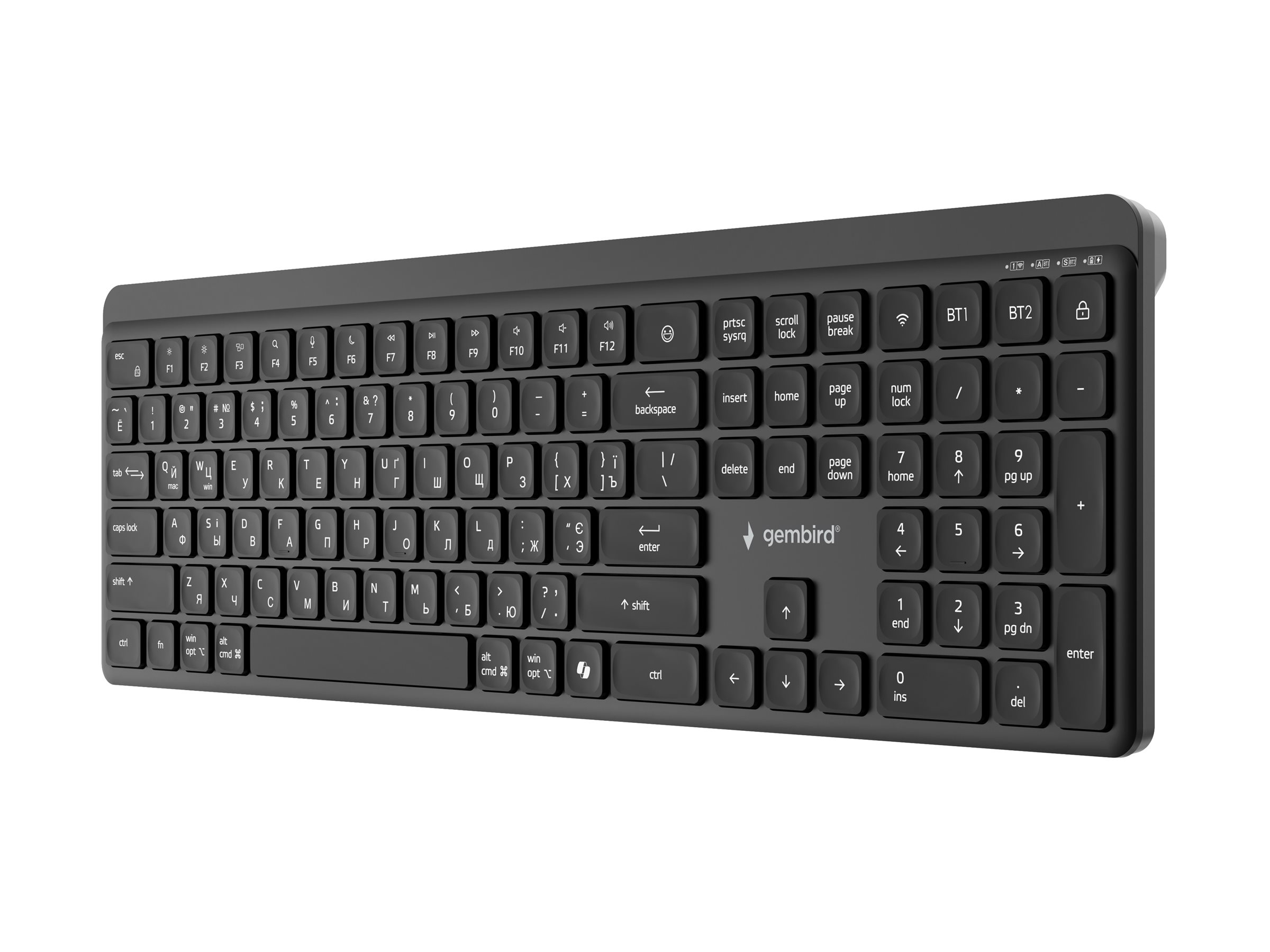 Gembird KB-WPS-03-CYRL - Keyboard - Wireless - Cyrillic - Bluetooth - Black
