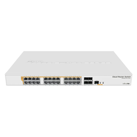 MikroTik - CRS328-24P-4S+RM Gigabit Ethernet POE/POE+ router/switch - Managed L3 - Rackmountable - Gigabit Ethernet (copper) ports quantity 24x 1GbE - SFP+ ports quantity 4x SFP+ - PoE/Poe+ ports quantity 24 - Power supply type Single - 12 month(s)