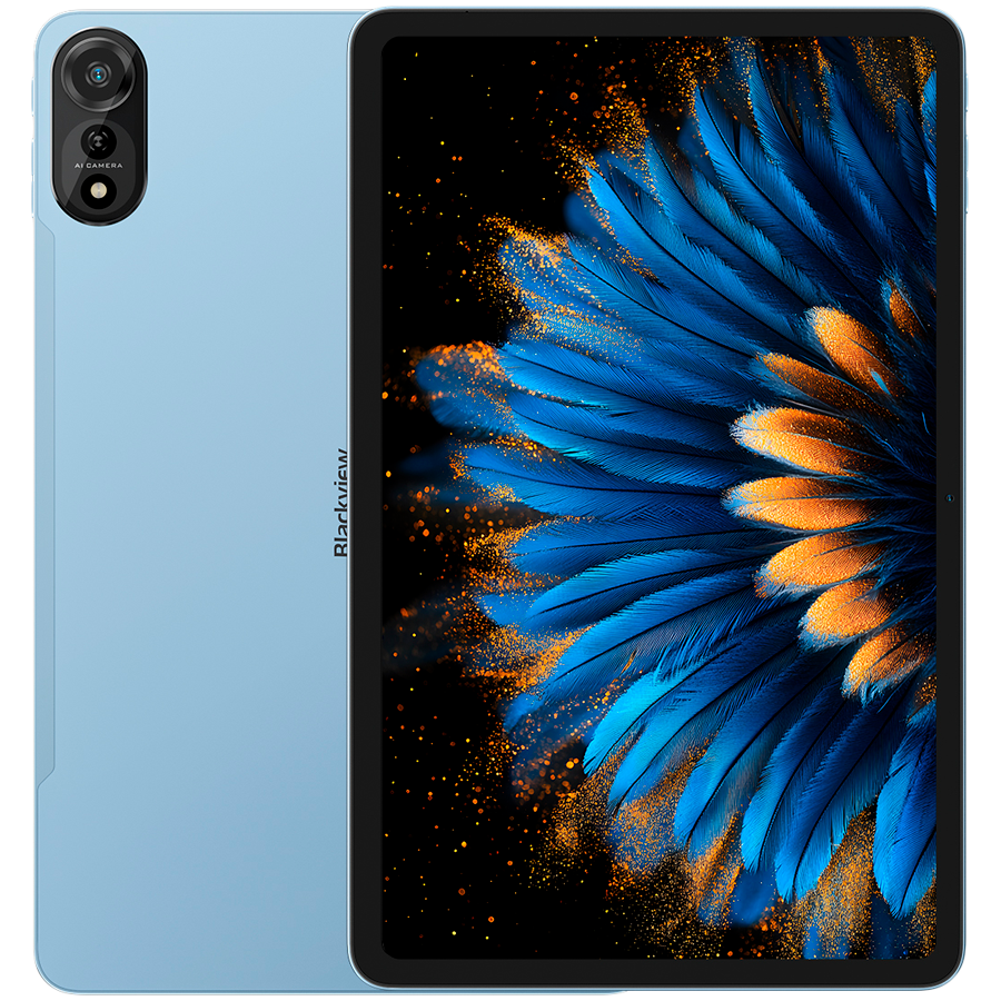 Blackview MEGA 2 SET LTE 12-inch FHD+IPS 1200x2000 60Hz 12GB+256GB Unisoc T615 Octa-core 1.6GHz Cam Front 8MP Rear 16MP 9000mAh+Charging 18W Fast / Cable Film Case Stylus Mouse Keyboard EN Netflix HD Android 15 Ice Blue