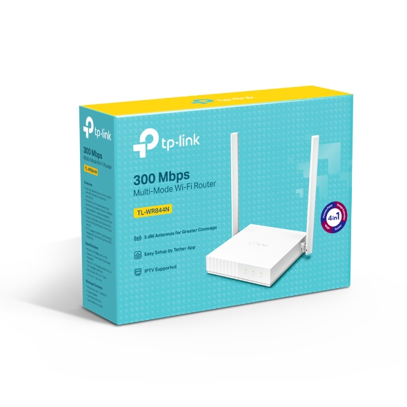 TP-LINK - Router - TL-WR844N - 802.11n - 300 Mbit/s - 10/100 Mbit/s - Ethernet LAN (RJ-45) ports 4 - Mesh Support No - MU-MiMO Yes - No mobile broadband - Antenna type External