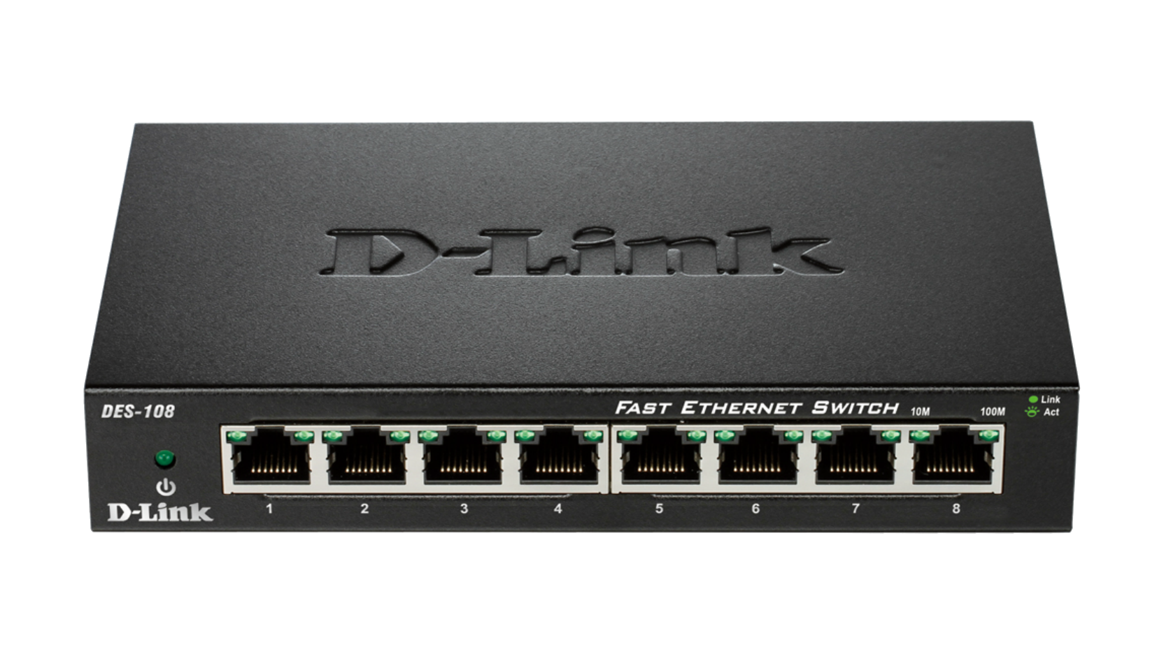 D-Link - Ethernet Switch - DES-108/E - Unmanaged - Desktop - 10/100 Mbps (RJ-45) ports quantity 8 - 60 month(s)