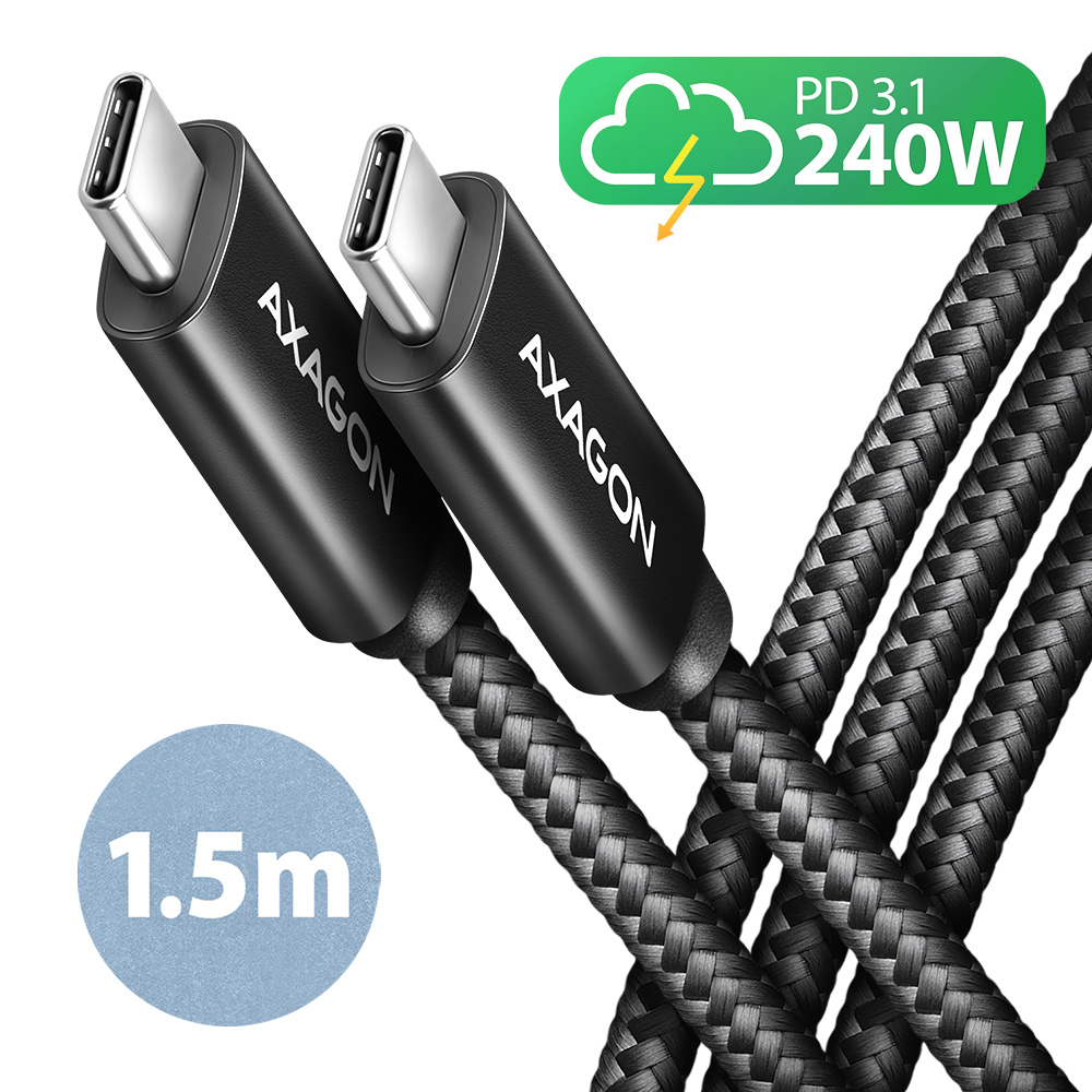 AXAGON - Data and charging USB 480Mbps cable, 1.5 m - BUCM2-CM15AB - USB-C to USB-C
