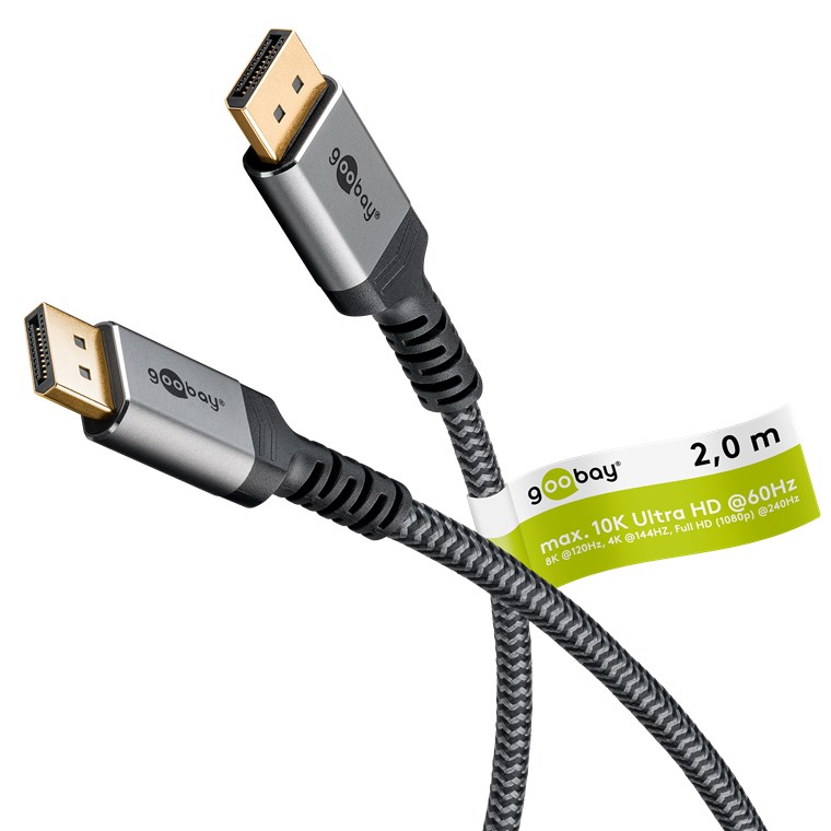 Goobay - DisplayPort Cable 2.0/2.1, 80 Gbit/s - 75685 - DisplayPort to  DisplayPort
