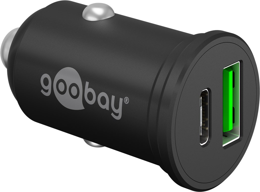 Goobay Dual-USB Car Fast Charger USB-C PD (Power Delivery), 45 W - 61739
