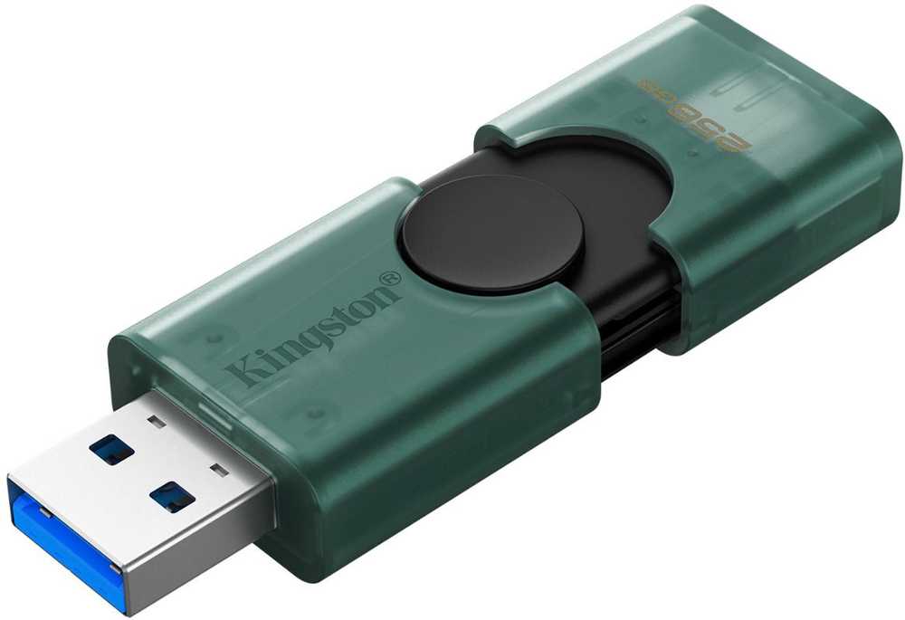 Kingston USB Flash Drive - DataTraveler Duo - 256 GB - USB Type-C/Type-A - Black/Green
