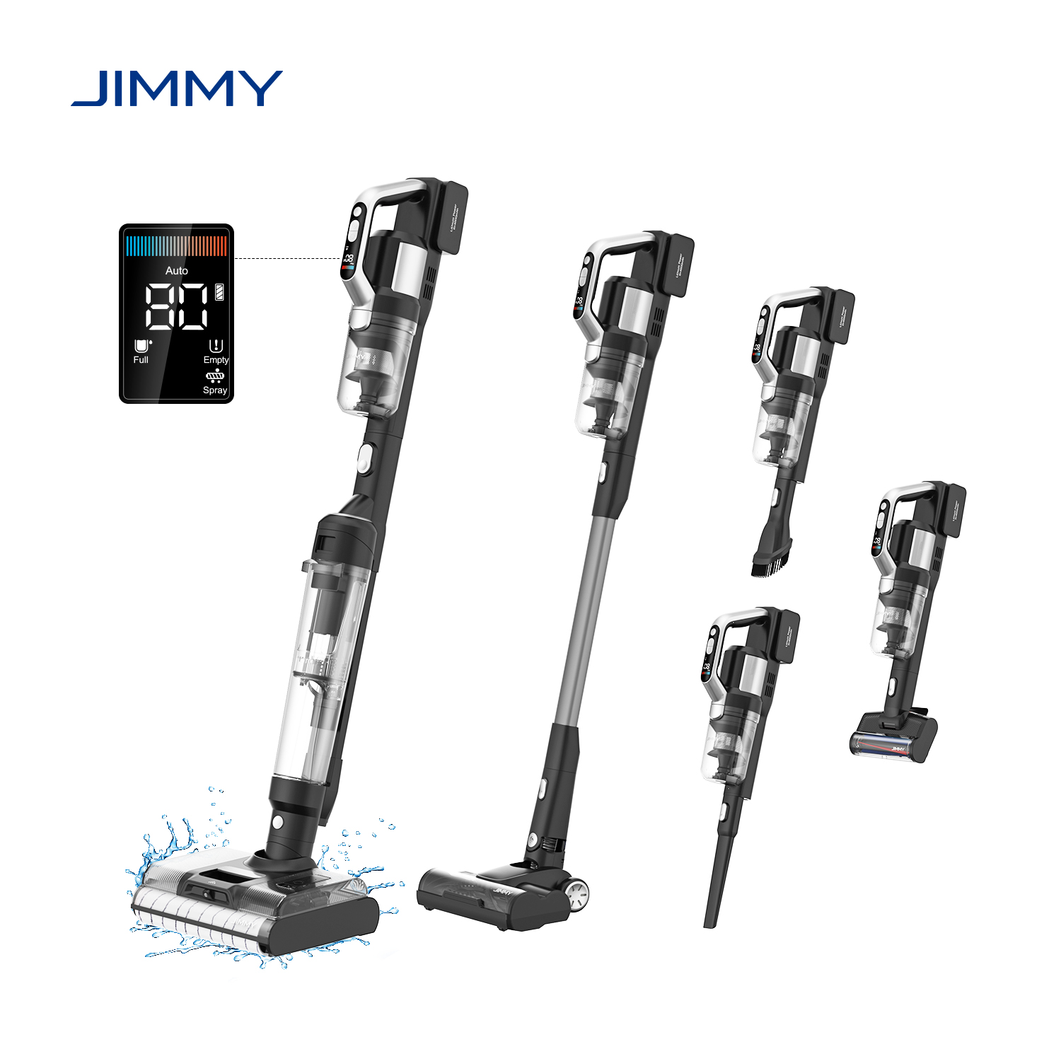 Jimmy Vacuum cleaner and washer - PW11 Pro Max-B - Cordless operating - Washing function - 460 W - 21.6 V - Operating time (max) 40-80 min - Black/Silver