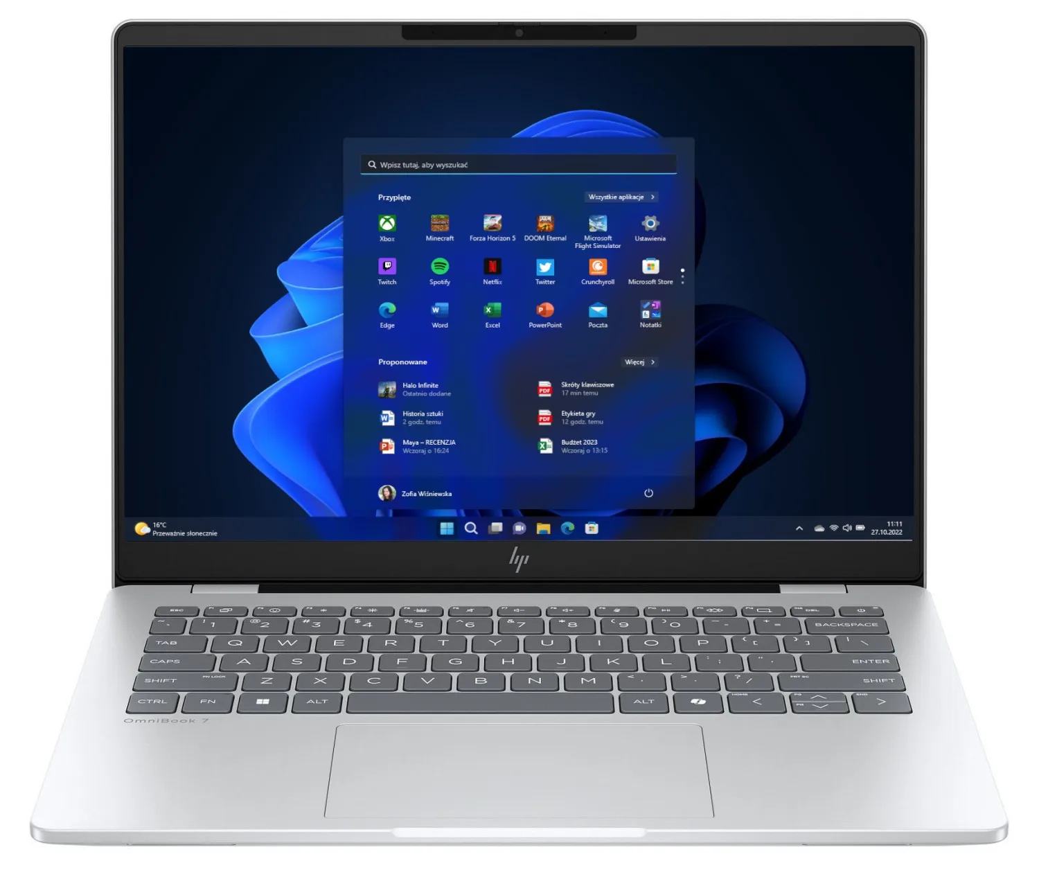 HP - OmniBook - 7 AI 14 - Silver - 14 " - OLED - WUXGA - Intel Core Ultra 5 - 225U - 16 GB - Solid-state drive capacity 512 GB - Intel Graphics - Windows 11 Pro - Keyboard language English - Warranty 24 month(s)