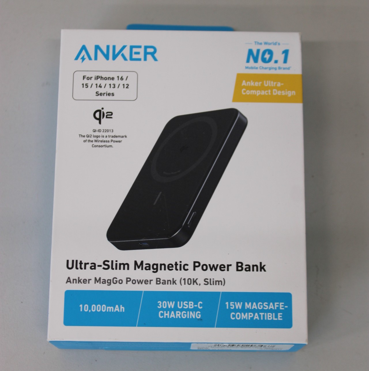 SALE OUT. Anker MagGo Wireless Powerbank (With 30W C port, Ultra slim) - A1664H11 - 10000 mAh - Black - DEMO