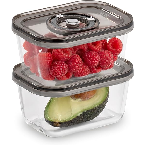 Caso - Glass Vacuum Containers with Plastic Lid (2 pcs) - VacuBoxx Eco-Duo S - Transparent