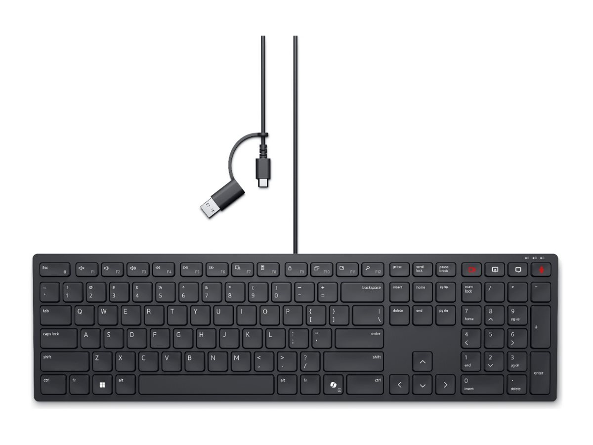 Dell - Collaboration Keyboard - KB525C - Keyboard - Wired - Ukrainian (QWERTY) - Black