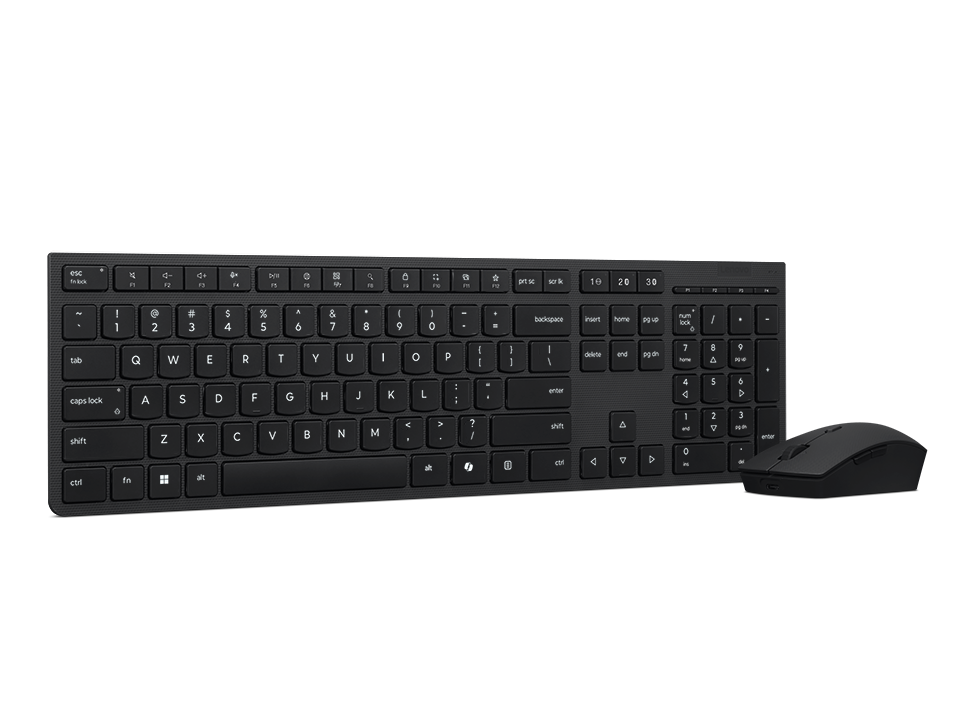 Lenovo Professional Wireless Rechargeable Combo Keyboard and Mouse - Keyboard and Mouse Set - Wireless - Mouse included - Bluetooth - US Euro - Rechargeable professional - Grey
