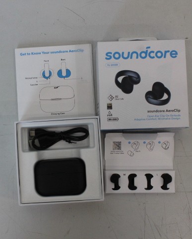 SALE OUT. Anker Soundcore AeroClip Open-Ears, Black - SALE OUT. Anker Soundcore Open-Ear Clip-On Earbuds with Adaptive Comfort - AeroClip - DEMO