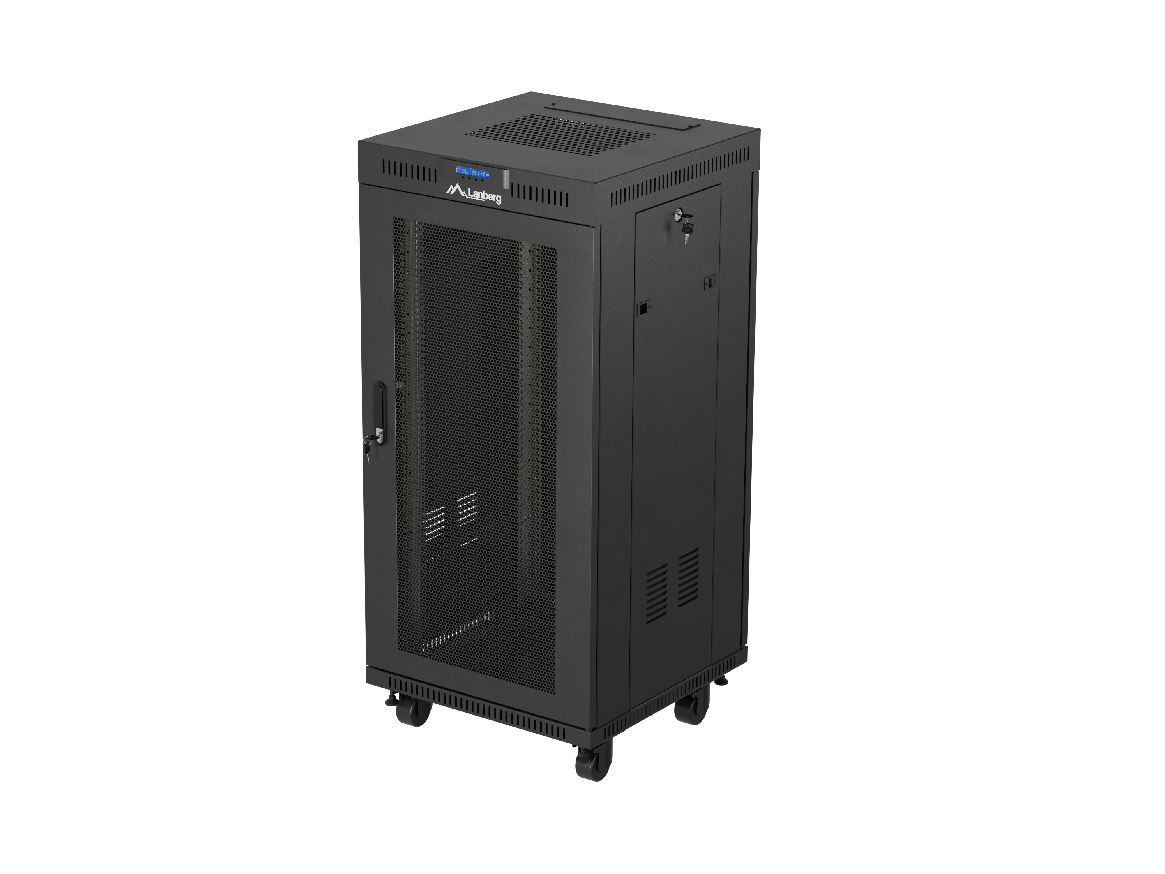 Lanberg Rack cabinet 19" free-standing 24U/600x600 (flat pack) with mesh door LCD V2, black - Lanberg