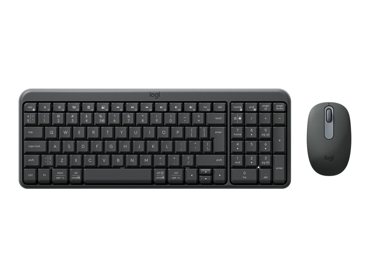 Logitech MK250 - Keyboard and Mouse Set - Wireless - Mouse included - Batteries included - Bluetooth - US International - Graphite