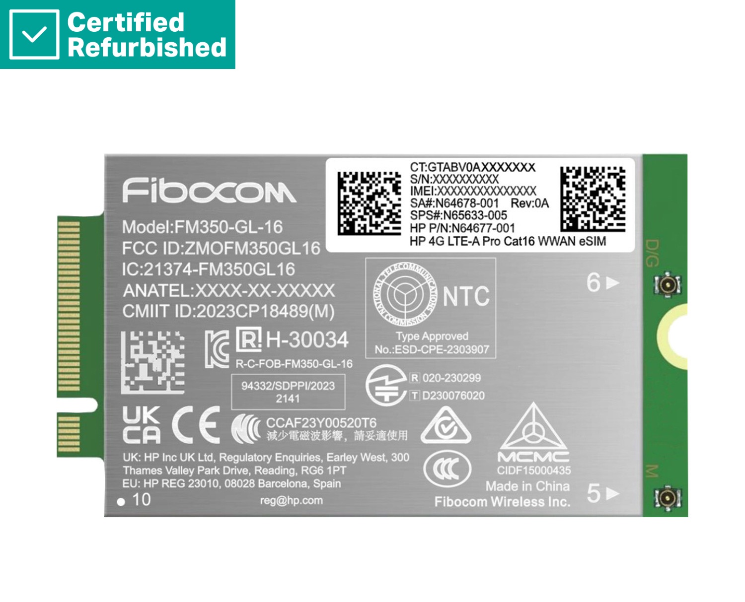 RENEW GOLD HP 4G LTE Modem m.2 WWAN Cat 16 L860-GL-16 Mobile Broadband Cellular (compatible with WWAN-ready EliteBook 630 640 645 660 830 840 860 1040 G11, x360 G11, ProBook 440 460 465 G11, ZBook Firefly Fury Power 14 16 G11 G11A)
