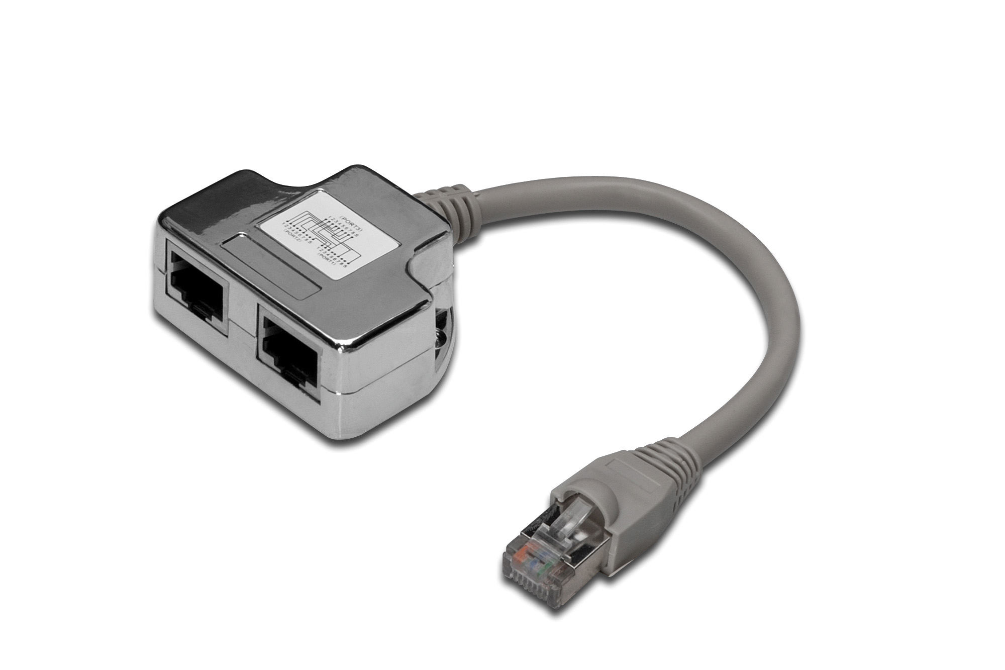 Digitus - CAT 5e patch cable adapter, 2x CAT 5e, shielded - DN-93904 - 0.19 m - Black - RJ45 socket to RJ45 plug
