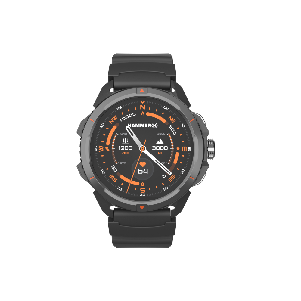 Hammer Watch 2 - Smart watch - 1600 W - GPS (satellite) - Number of temperature settings 3 - AMOLED - Ionic function - 1.5" - Waterproof - Black - Warranty 3 month(s)