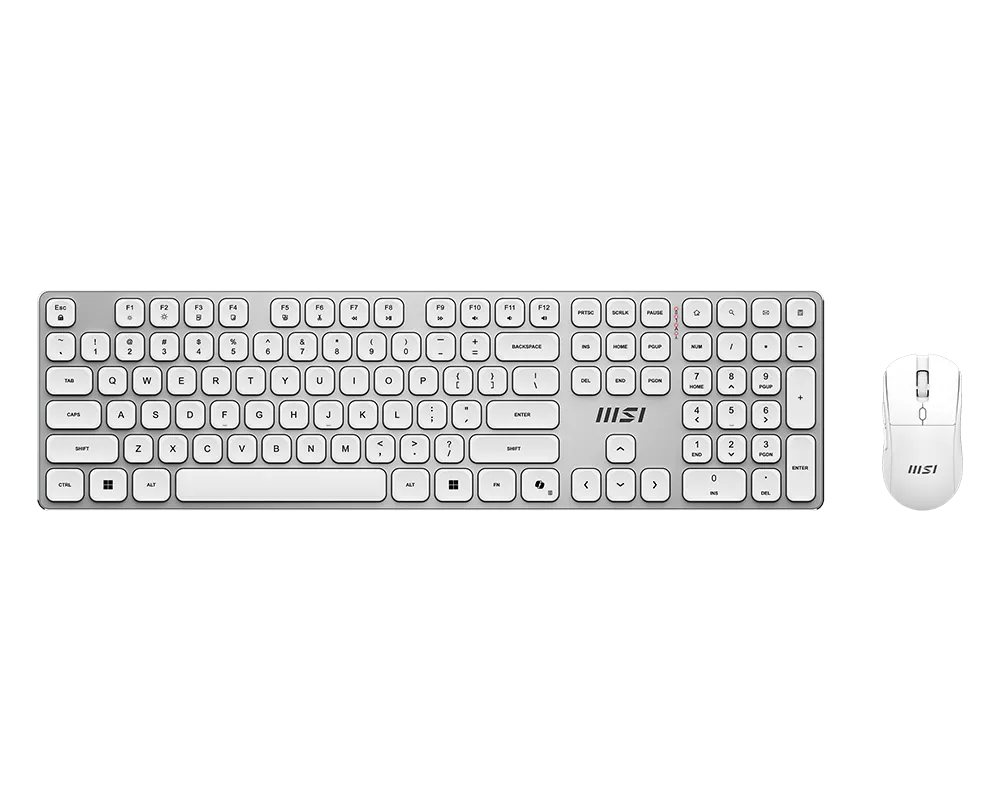 MSI FORGE K210 WIRELESS COMBO WHITE US - Keyboard and Mouse Set - Wireless - Mouse included - US - White