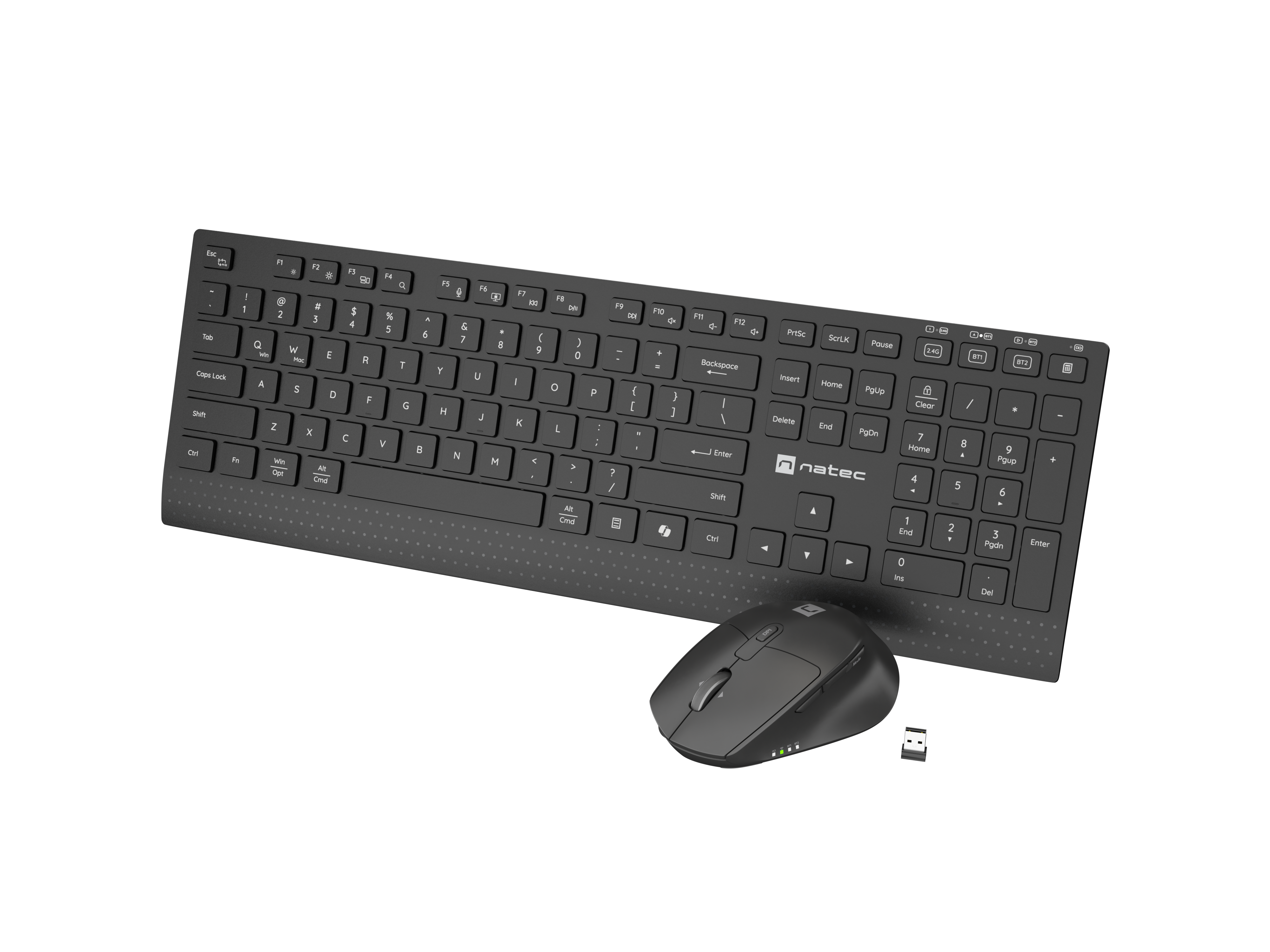 Natec Keyboard and Mouse - Stringray 2 - Keyboard and Mouse Set - Wireless - US - Black