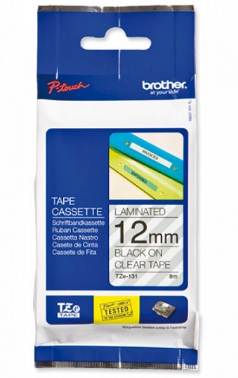 Brother - TZe-131 Laminated Tape - Black on Clear - TZe - 8 m - 1.2 cm