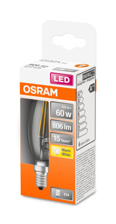 Osram Parathom Classic LED Filament 60 non-dim  6W/827 E14 bulb - E14 - 6 W - Warm White