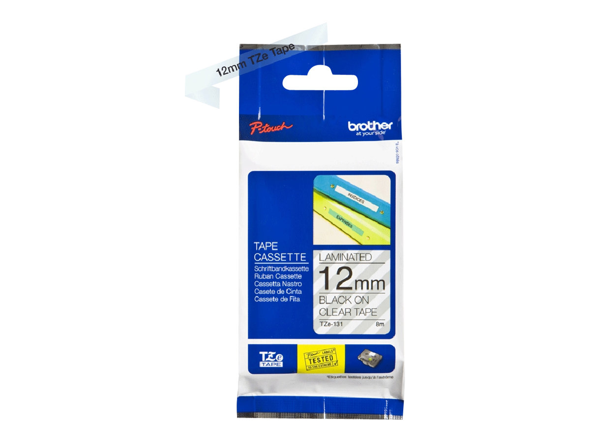 Brother - TZe-131 Laminated Tape - Black on Clear - TZe - 8 m - 1.2 cm
