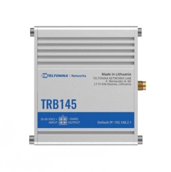 LTE Gateway: No WiFi, 4G, SIM, R485 port, Micro USB - Teltonika - LTE Gateway - TRB145 - No Wi-Fi - Ethernet LAN (RJ-45) ports 0 - Mesh Support No - MU-MiMO No - 2G/3G/4G - Antenna type 1 x SMA for LTE - 1 x Virtual network interface via micro USB