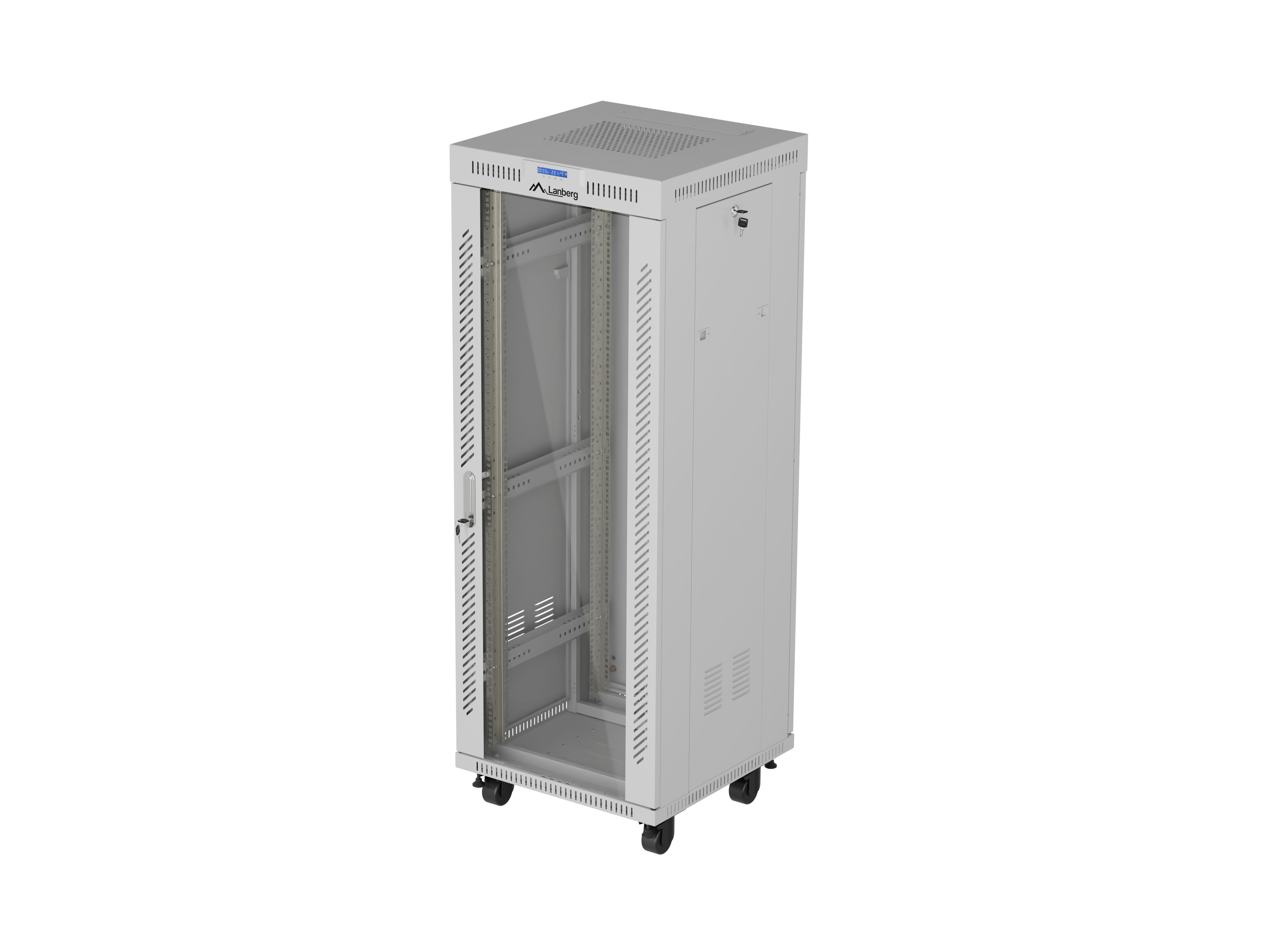 Lanberg Rack cabinet free-standing 32U/600x600 (flat pack) with glass door LCD V2 - FF01-6632-12SL - 19" cm - IP20 - Gray