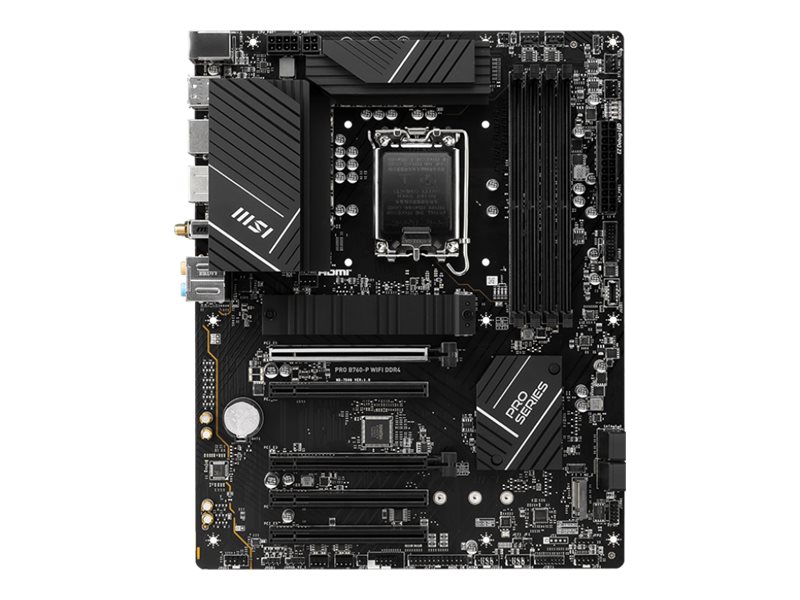 MSI - PRO B760-P WIFI DDR4 - Processor family Intel - Processor socket LGA1700 - DDR4 - Supported hard disk drive interfaces SATA, M.2 - Number of SATA connectors 4