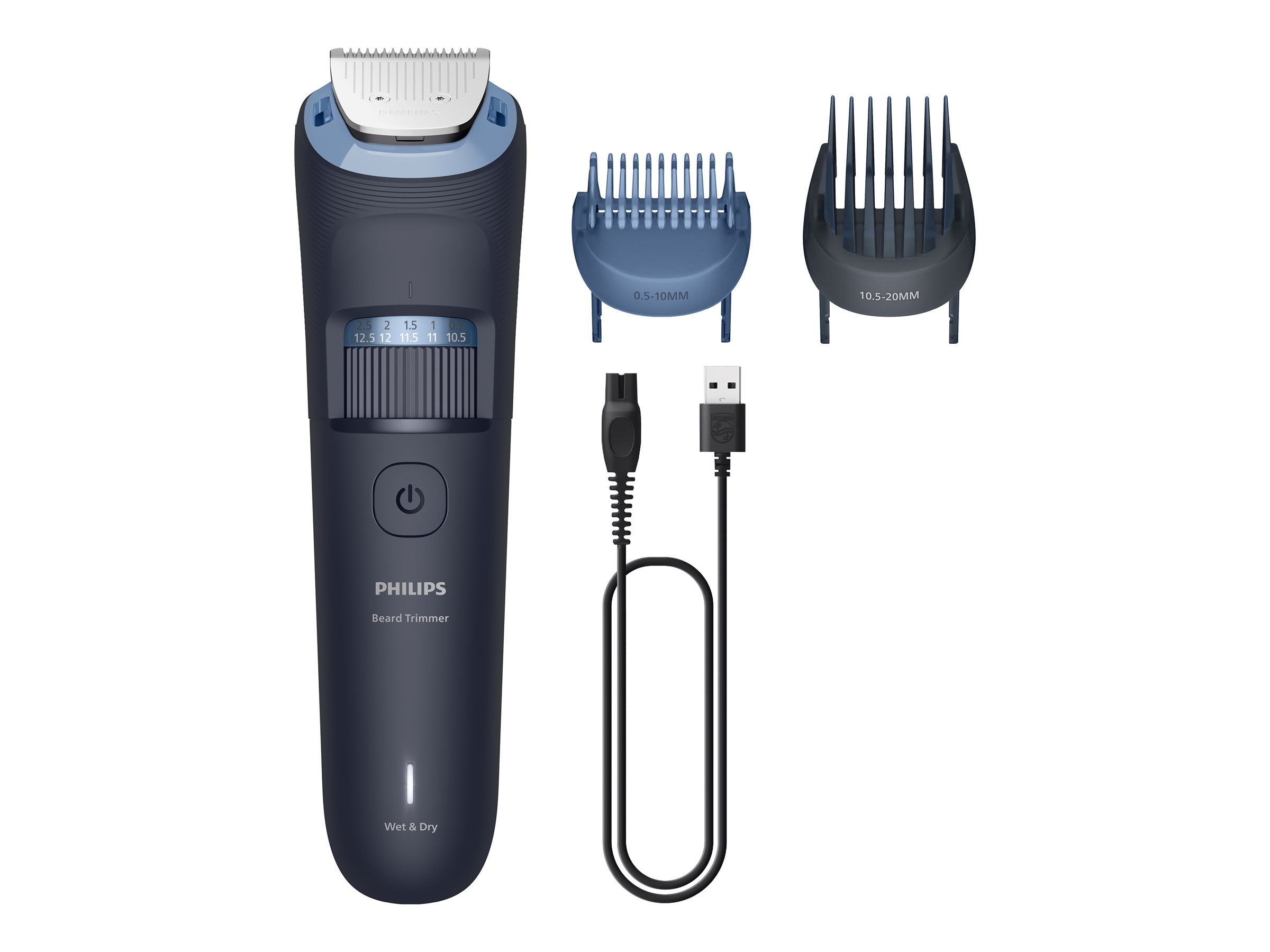 Philips BT3665/15 Series 3000 Beard Trimmer, Wet and Dry, Blue - Philips