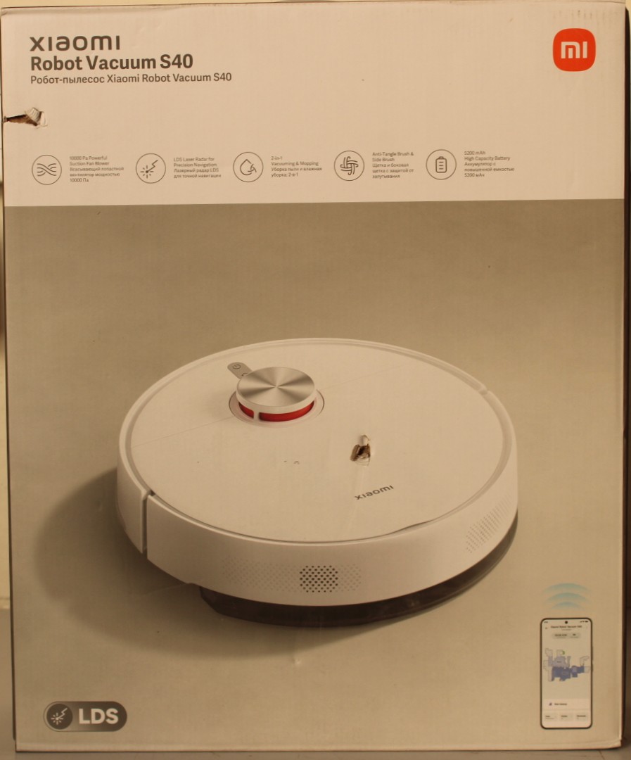 SALE OUT. Xiaomi Robot Vacuum S40 EU - Xiaomi Wet&Dry - 5200 mAh - Dust capacity 0.52 L - 10000 Pa - White - DAMAGED PACKAGING - 24 month(s)