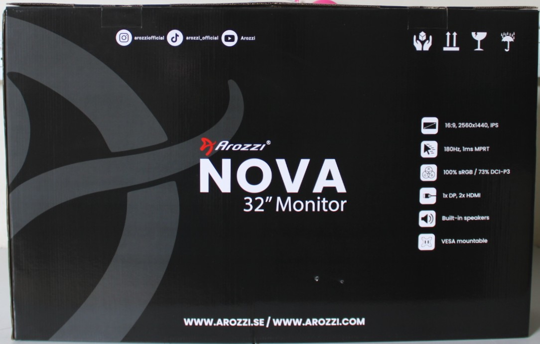 SALE OUT. Arozzi Nova 32" IPS, 180Hz, Computer Monitor - Black - SALE OUT. Arozzi - Nova - 32 " - IPS - QHD - 16:9 - 180 Hz - 1 ms - 2560 x 1440 pixels - 300 cd/m² - HDMI ports quantity 2 - Black - Warranty 24 month(s) - DEMO