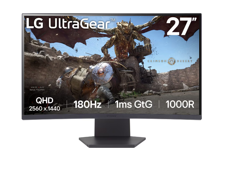 LG - 27GS60QC-B - 27 " - VA - QHD - 16:9 - 180 Hz - 1 ms - 2560 x 1440 pixels - 300 cd/m² - HDMI ports quantity 2