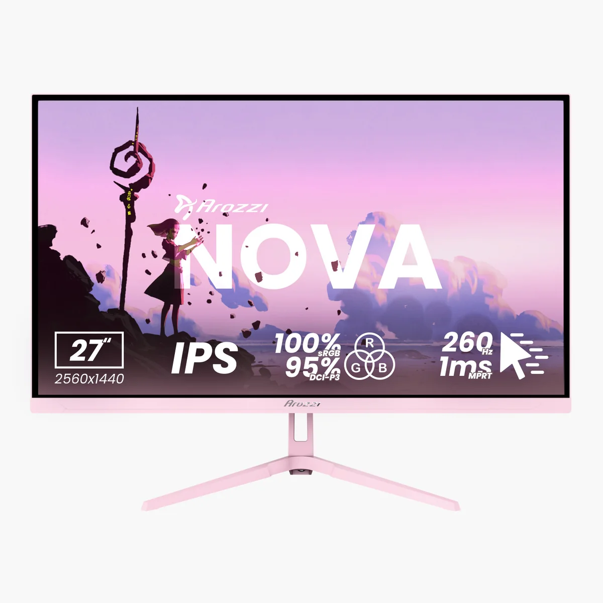 Arozzi - Nova - 27 " - IPS - QHD - 16:9 - 260 Hz - 1 ms - 2560 x 1440 pixels - 350 cd/m² - HDMI ports quantity 2 - Pink