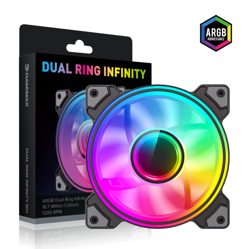 Gamemax Case Fan - DUAL RING INFINITY BK - Black