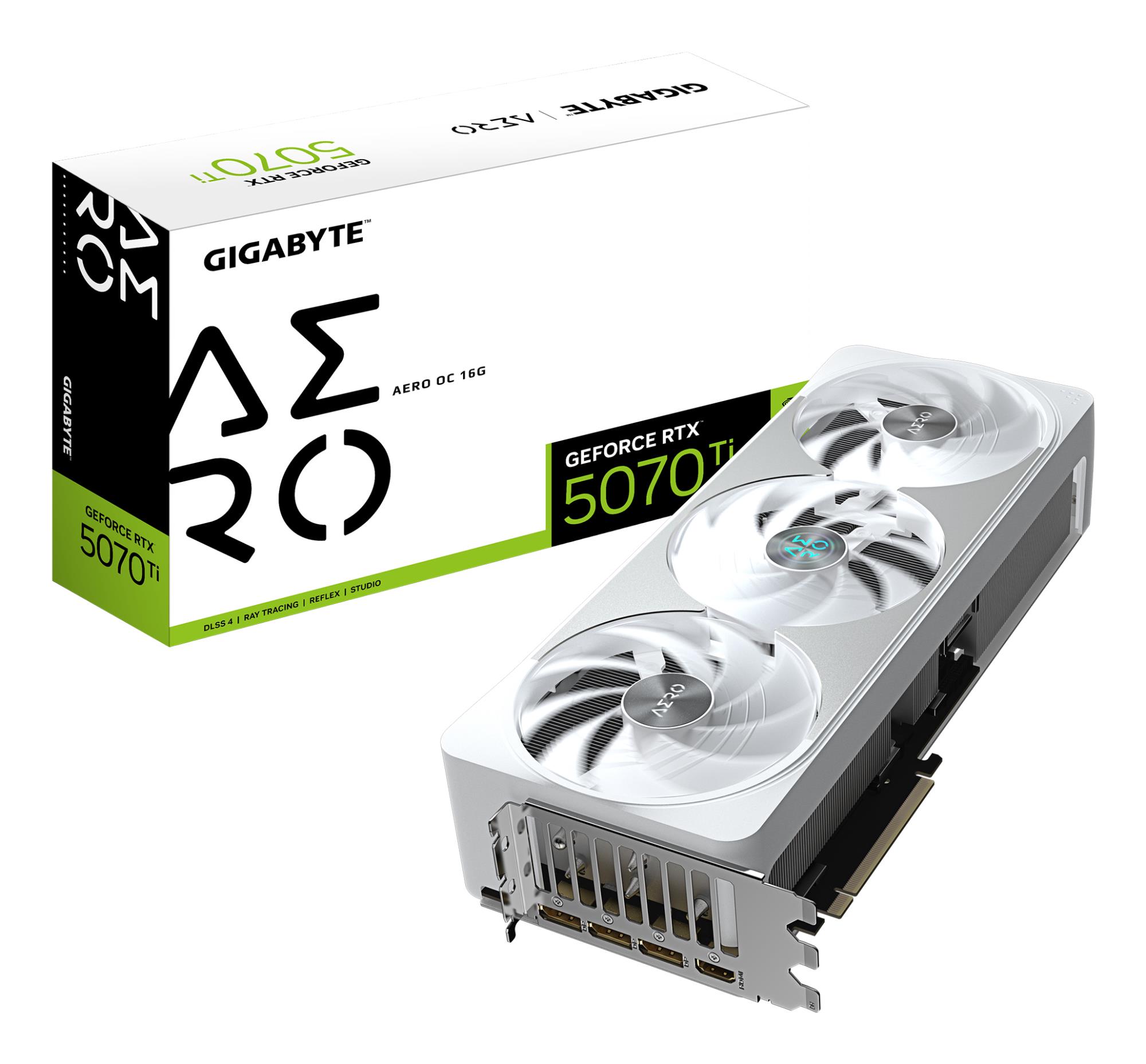 Graphics Card|GIGABYTE|NVIDIA GeForce RTX 5070 Ti|16 GB|GDDR7|256 bit|PCIE 5.0 16x|GPU 2588 MHz|Dual Slot Fansink|1xHDMI|3xDisplayPort|GV-N507TAEROOC-16GD1.0