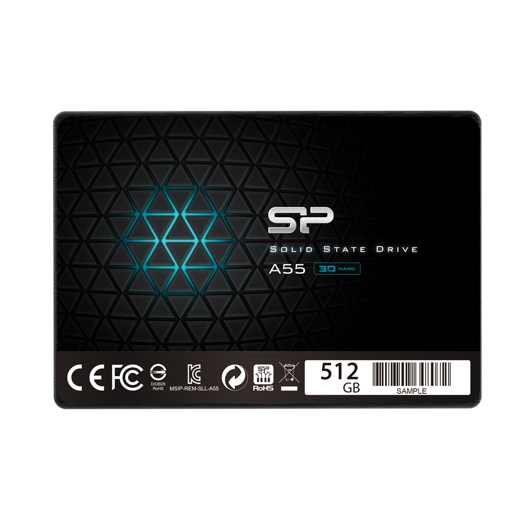Silicon Power - A55 - 512 GB - SSD form factor 2.5" - Solid-state drive interface SATA - Read speed 560 MB/s - Write speed 530 MB/s