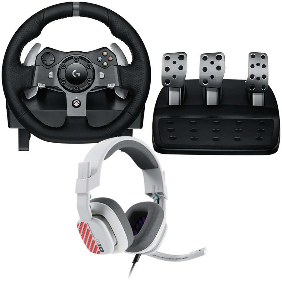 LOGITECH G920 Driving Force Racing Wheel + Astro A10 - WHITE