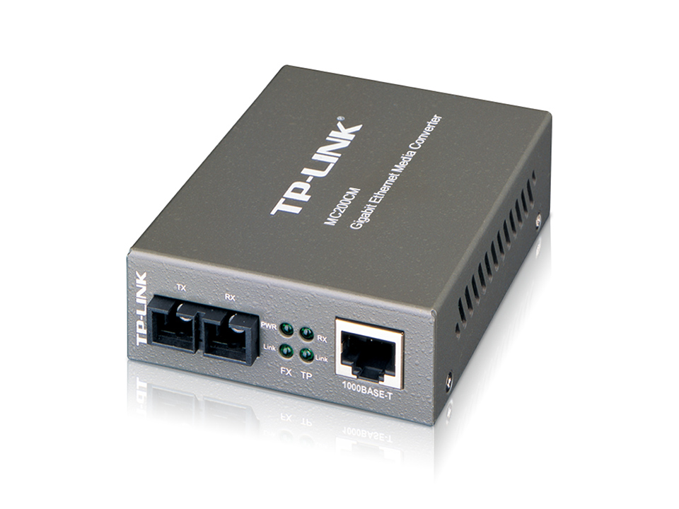 TP-LINK - Gigabit Multi-Mode Media Converter - MC200CM - 1x 1000M SC/UPC port - 1x 1000M RJ45 port (Auto MDI/MDIX)