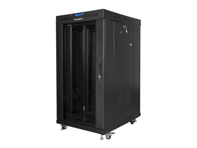 Lanberg - Rack cabinet 19" free-standing 22U/800x800 (flat pack) with glass door, LCD - FF01-8822-12BL - Black