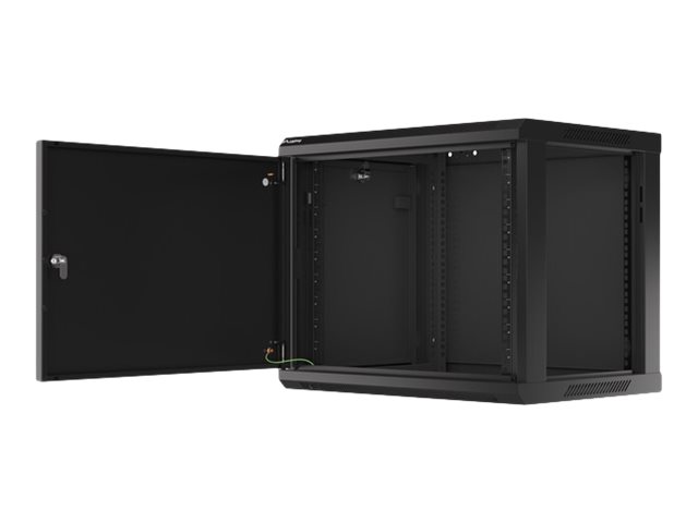 Lanberg - Rack cabinet 19" wall-mount 9U/600x450 for self-assembly with metal door (flat pack) - WF01-6409-00B - Black